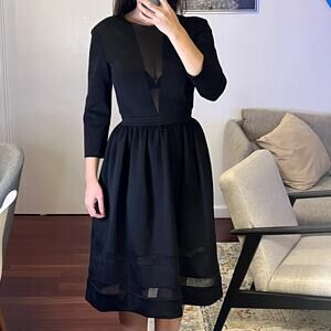 Kira Plastinina Lublu Midi Black dress Size S transparent Crew neck 3/4 sleeve
